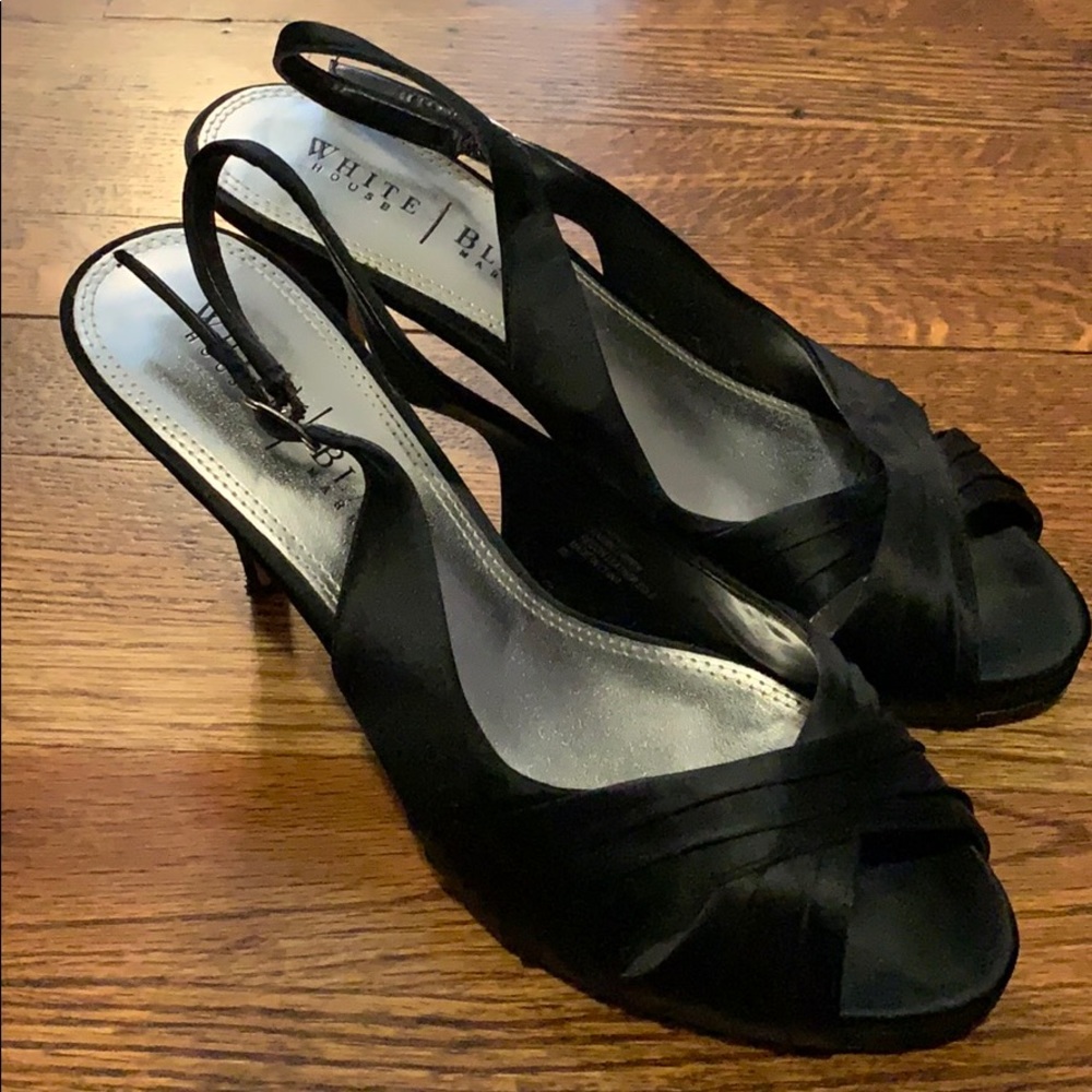 Black satin heels